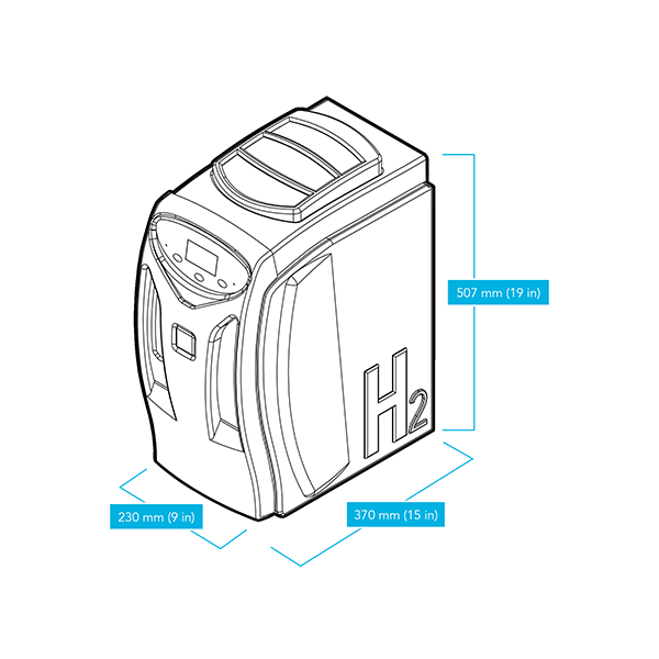 VICI DBS NM PLUS 160 HYDROGEN GENERATOR LINE DRAWING WITH DIMENSIONS