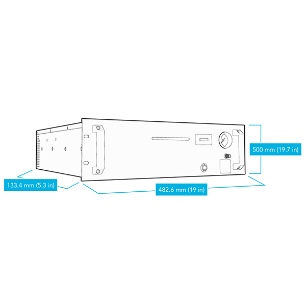 VICI DBS HP PLUS 500 RACK NITROGEN GENERATOR LINE DRAWING WITH DIMENSIONS