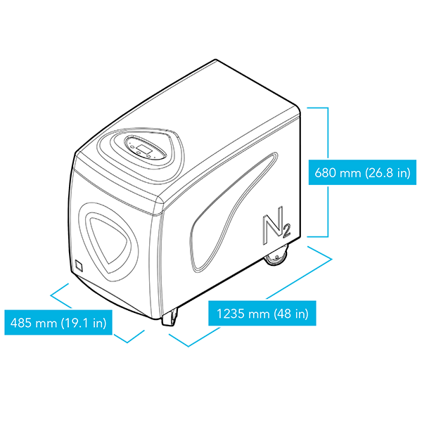 VICI DBS MISTRAL EVOLUTION GAS STATION P-E NITROGEN GENERATOR LINE DRAWING WITH DIMENSIONS