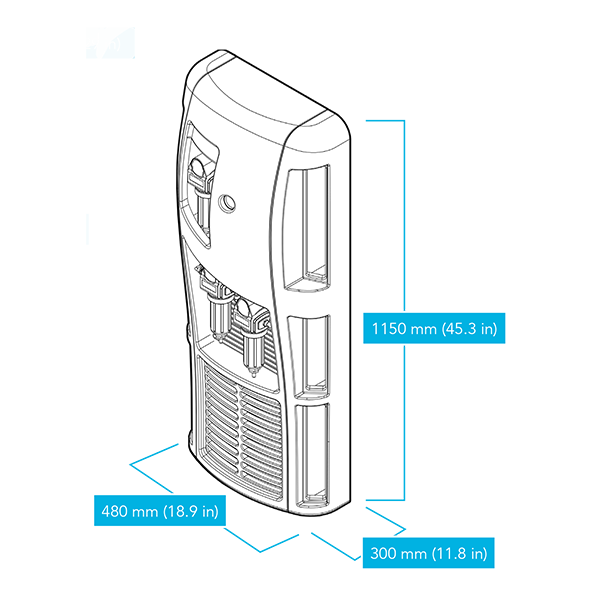 WHISPER 0-120 NITROGEN GENERATOR LINE DRAWING WITH DIMENSIONS